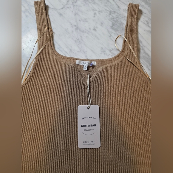 Love Tree Camel Ribbed Mini Dress - Picture 2 of 10